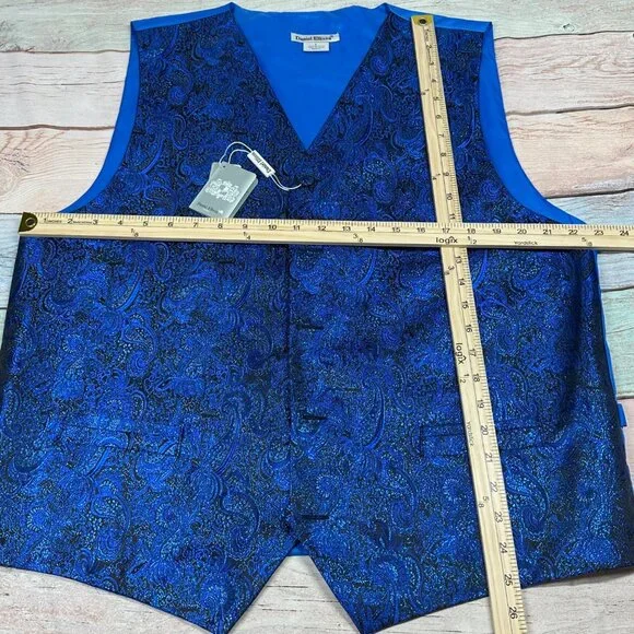 Daniel Ellissa Blue Black Metallic Paisley Vest Large MSRP $80.00 - Picture 5 of 7